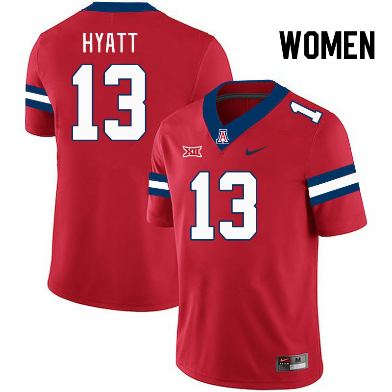 Women #13 Devin Hyatt Arizona Wildcats Big 12 Conference College Football Jerseys Stitched-Red